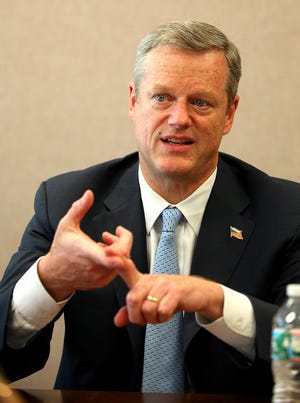 Massachusetts Governor Charlie Baker met with The Patriot Ledger Editorial Board, Wednesday, Aug.11, 2015.