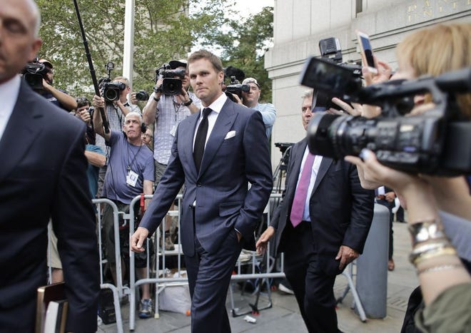 Tom Brady leavers federal court in Manhattan on Wednesday, after a full day of talks with a federal judge over his four-game suspension stemming from the Deflategate controversy. Associated Press/Frank Franklin II