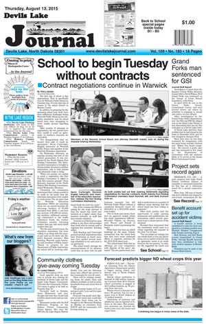 Front page Thursday, August 13, 2015