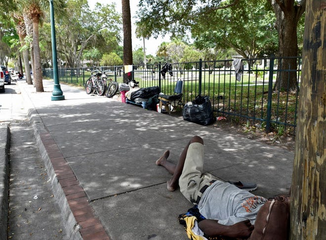 Homeless camping in Sarasota.