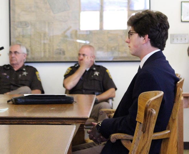 Owen Labrie is seen in Merrimack County Superior Court in Concord on July 31. The St. Paul's prep School student is charged with taking part in a practice at the school known as 'Senior Salute' where graduating boys try to take the virginity of younger girls before the school year ends. Labrie has pleaded not guilty to several felonies. When his trial begins Monday, prosecutors are expected to call current and former students to testify about the sexual culture at one of the country's most selective boarding schools. AP Photo/Lynne Tuohy