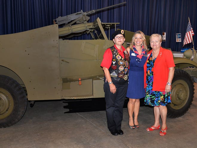 Michelle "Norm" Luig, CJ Bannister, and Barbara Vaughn -- Goodwill Manasota celebrated the 70th Anniversary of the end of WWII with hundreds of veterans, family members, and guests at the Keep the Sprit of '45 Alive Dinner at Robarts Arena on Saturday, August 15, 2015 -- Photo by Wendy Dewhurst