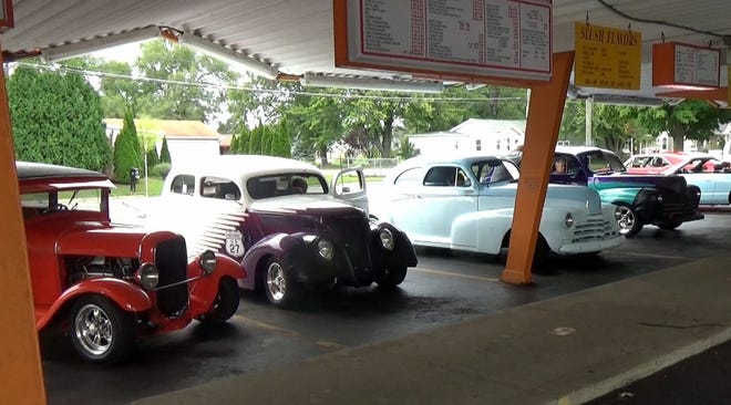 Cars from the Historic Old U.S. 27 tour stopped at Short's drive in Wednesday. Don Reid photo