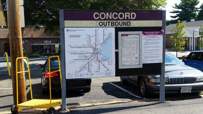The yellow, metal step at the Concord Center station is kept locked until needed. Wicked Local photo/ Henry Schwan