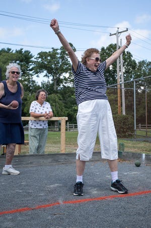 Pat Lathrop plays bocce at the Raynham Senior Center. Wicked Local file photo/Rob Thorn