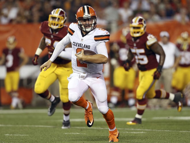 David Richard Associated Press Browns quarterback Johnny Manziel throws a pass in the fourth quarter of a preseason game against the Bills on Thursday in Cleveland.