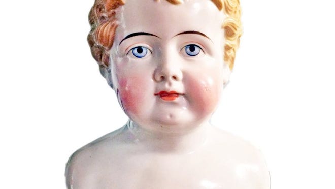 This china doll head stands on its own as sculpture. It’s a rarer head because of its size (about 6 inches) and its styling (it’s in the form of a child). It was made in Germany in the 1880s or 1890s. Photo by Scott Simmons