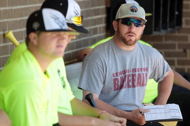 Evan Wise, right, led the Gastonia Grizzlies to a 31-25 regular season record and 4-3 playoff record in his first season as manager of the team this summer.