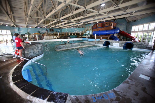 Cape Codder Resort & Spa in Hyannis is planning to expand its water park next year. The new construction will be behind the slides on the right of the pool. Steve Haines/Cape Cod Times