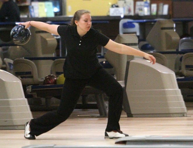 Brook Roberts, Atlantic High School freshman bowling standout averages 200+ and finished in the top 100 in national competition this summer.  News-Journal/David Tucker