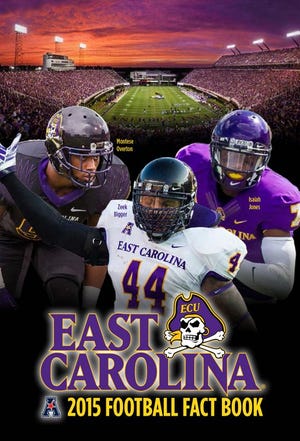 Former Ashbrook standout Zeek Bigger (44) is on the cover of the 2015 East Carolina media guide. Bigger is preseason all-conference and been nominated for several national awards.