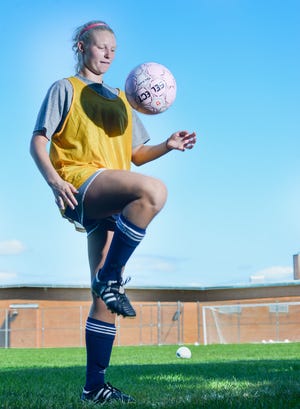 Neshaminy High School soccer player Maggie Daeche poses for a photo Friday August 28, 2015 in Langhorne, Pennsylvania. (Photo by William Thomas Cain)