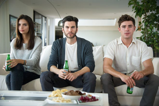 From left, Emily Ratajkowski, Wes Bentley and Zac Efron appear in "We are Your Friends." The Associated Press