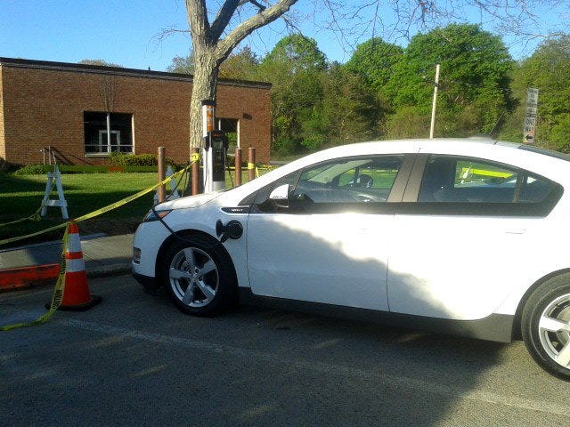 One of the Volts recharging at Town Hall.

Wicked Local Staff Photo/Ruth Thompson
