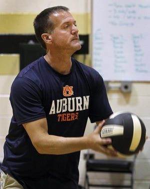 New North Gaston volleyball coach Jeff Burchette during a recent Wildcats practice. North Gaston went 18-2 last season and is the defending Big South 2A/3A Conference champion