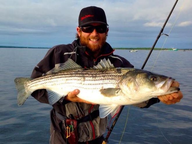 Capt. Rob Taylor of Newport Sportfishing Charters uses lures with no hooks to raise big striped bass.