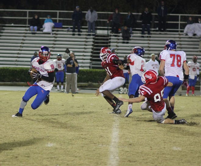 West Craven senior wide receiver Malik Abrams put up 205 all-purpose yards in Friday’s 42-7 victory over South Central. Abrams is seen here in a game last season versus Jacksonville.