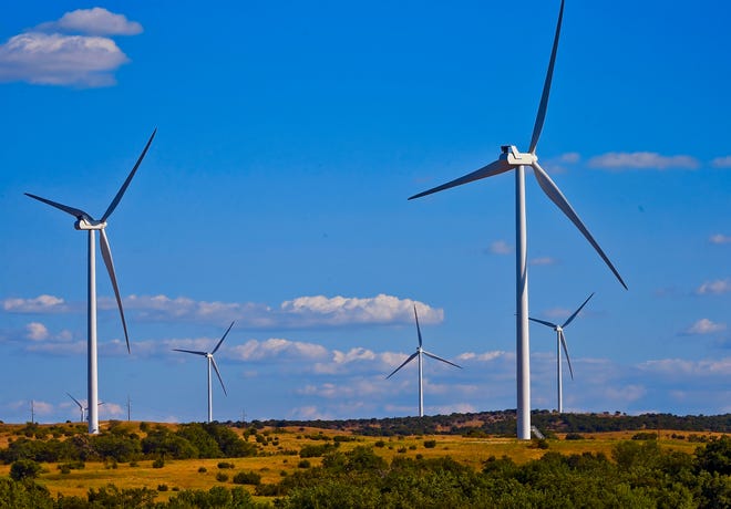 The Enel Green Power wind farm is seen in operation in Hennepin. [Photo by Chris Landsberger, The Oklahoman Archives]