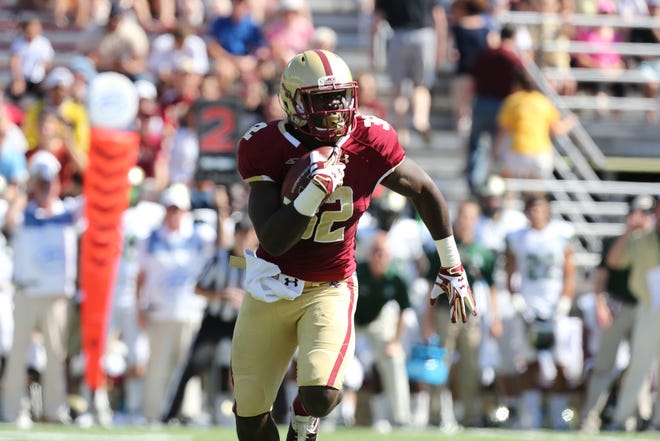 Boston College sophomore running back Jon Hilliman ran for 860 yards and 13 touchdowns last year.