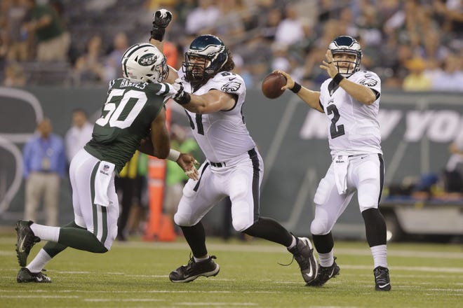 Matt Barkley has thrown his last pass as an Eagles quarterback after being traded on Friday to Arizona. (AP Photo/Mel Evans)