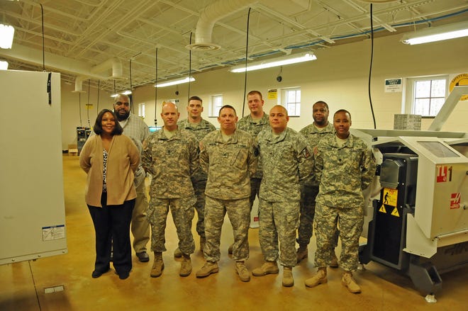 Students of the Machining Skills Certification Preparation pose for a picture at the start of the training in April. Today, seven Soldiers and one veteran will graduate after several weeks of online coursework and nearly 13 weeks of hands-on training at Souside Virginia Education Center in Emporia. The students earned four industry certifications and were provided with job search assistance. Terrance Bell/Fort Lee