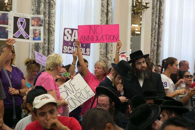 There was plenty of emotion Tuesday night as the Monroe Town Board voted to approve the annexation of 164 acres of town land to the Village of Kiryas Joel.