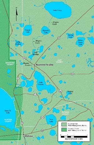 Alligator Creek in southwest Clay County connects Blue Pond and these lakes: Lowry, Magnolia, Brooklyn and Geneva