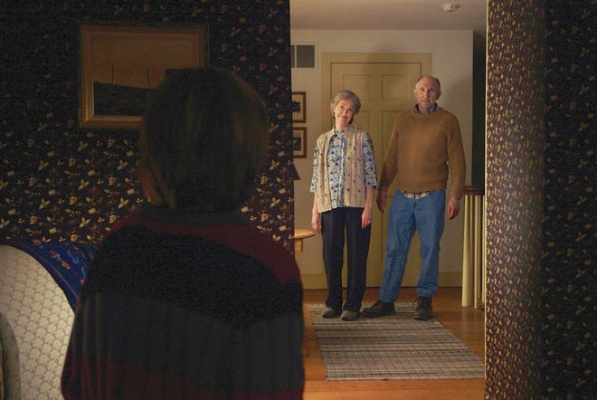 Ed Oxenbould, left, with Deanna Dunagan and Peter McRobbie in “The Visit.” UNIVERSAL PICTURES