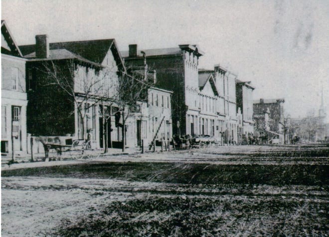 A view of Broadway, now called Third Avenue, looking south from Butler Street in 1882 in New Brighton.