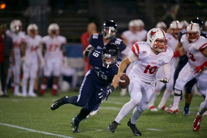 Marist quarterback Mike White, a former star at Cornwall, was 16-for-32 for 177 yards and one interception in relief of starter Ed Achziger in Saturday's loss to Georgetown. Photo provided by Georgetown Athletics Department