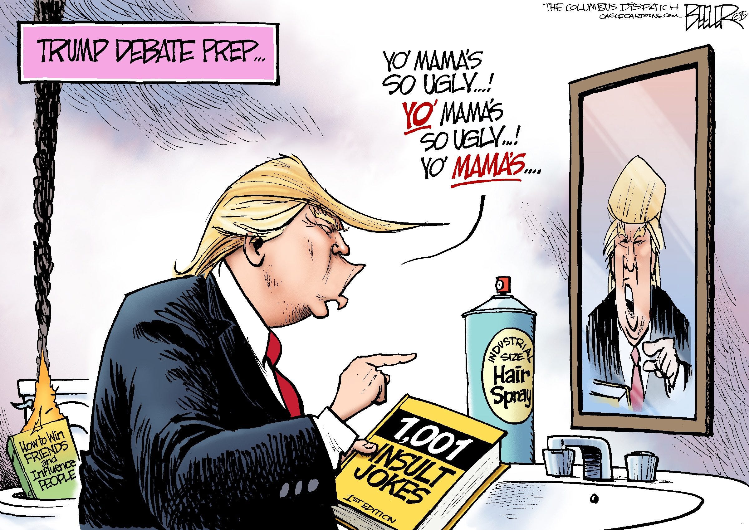 Beeler cartoon: Trump practices insults for debate