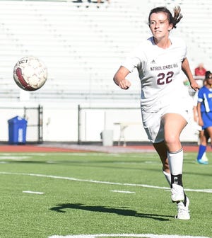 Stroudsburg's Lexi Meisse moves the ball up the field during a game against William Allen at Stroudsburg High School Wednesday. Stroudsburg won the game 9-0. (Amy Herzog/Pocono Record)