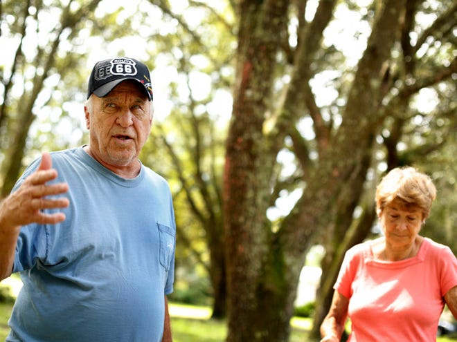 Ted and Sheila Crawford discuss the trouble they've been having trying to sell their property, located on the outskirts of Gainesville, because of mineral rights Thursday, September 10, 2015.