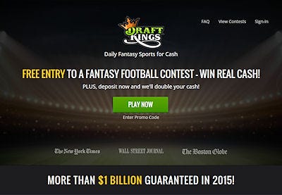 A screen shot from the Draft Kings website.