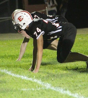 Mac Wessell of the Etna High varsity football team during Friday's home game versus Quincy.
Daily News Photo/Bill Choy