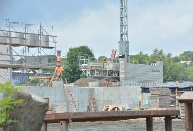 Construction of the new WRTA garage is under way on Quinsigamond Avenue. File Photo/Chris Christo