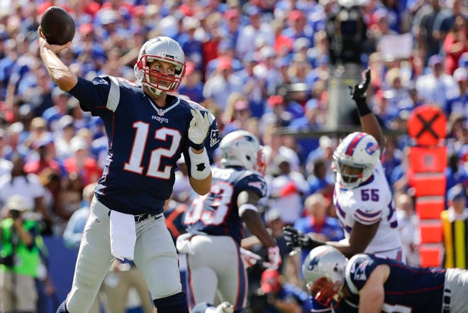 New England Patriots' Tom Brady's 466 passing yards against Buffalo on Sunday was the second-most of his career and the most by any player against the Bills. (AP Photo/Bill Wippert)