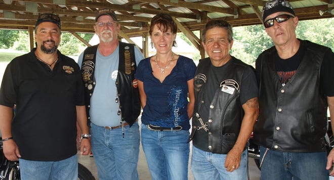 From left, Tom "Digs" Verdiglione, owner of O'Toole's Harley-Davidson, and Wurtsboro HOG members Howy Roth, Kristina Cousins, Ken Kavanaugh and Henry Zellmer took some time to ride their bikes to the Town of Mamakating Park where the summer recreation program kids were able to see them up close and ask questions. Roth, Wurtsboro HOG chapter director, was the organizer of the event. DONNA KESSLER/Times Herald-Record