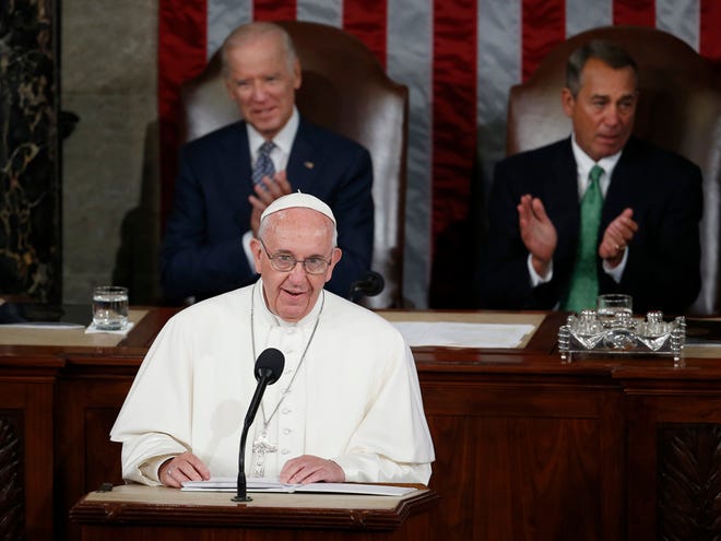 Pope Francis addresses a joint meeting of Congress on Capitol Hill in Washington on Thursday.