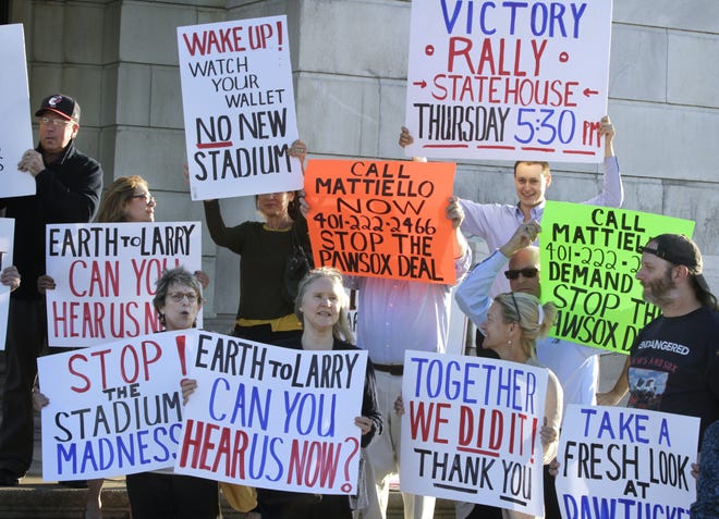 Opponents of a downtown stadium deal for the Pawtucket Red Sox celebrated its defeat Thursday at the State House.

The Providence Journal / Kris Craig