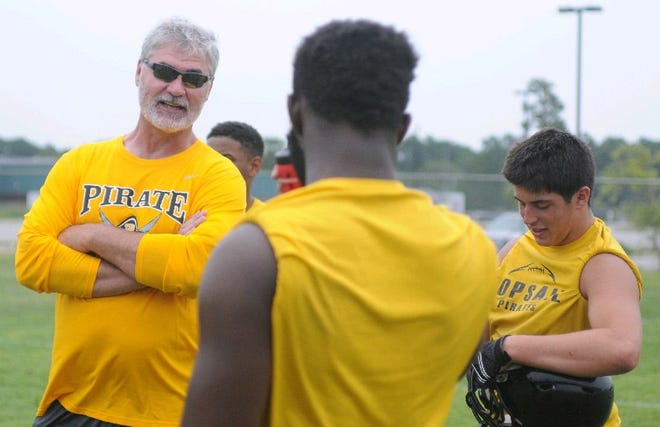 Can coach Wayne Inman (left) and the Topsail Pirates find their mojo again after a two-game losing streak? They open Mideastern Conference play at Laney on Friday night. StarNews file photo