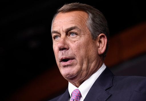 In this July 29,2015 file photo, House Speaker John Boehner of Ohio speaks during a news conference on Capitol Hill in Washington.-AP Photo/Susan Walsh, File