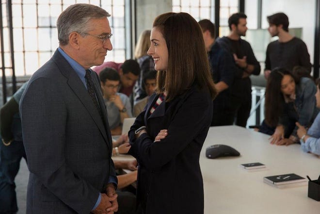 Robert De Niro, left, works in an online clothing business run by Anne Hathaway, right, in "The Intern." 

Warner Bros. Entertainment