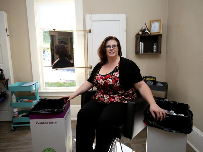 Melissa Bosch has opened a new eco-friendly beauty salon in Eugene. Laughing Crow Salon will receive a certification Thursday from Bring Recycling for staying green and adopting sustainable business practices including, using eco-friendly products, recycling waste materials and making use of recycled materials in their decor. (Chris Pietsch/The Register-Guard)