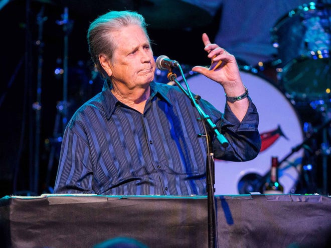 FILE - In this March 30, 2015 file photo, Brian Wilson performs on stage during Brian Fest: A Night To Celebrate The Music Of Brian Wilson at the Fonda Theatre in Los Angeles. Wilson recently released "No Pier Pressure." For his eleventh solo album, he was able to attract young recording artists like Kasey Musgraves, Nate Ruess and Zoey Deschanel and M. Ward, known as She & Him.