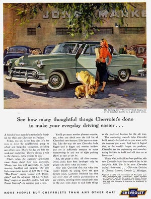 Reader Dick Mansfield from Kansas City purchased a brand new 1953 Chevrolet 210 and paid cash as a teenager. His lifelong love of cars shows through in his letter. (Ad compliments of Chevrolet)