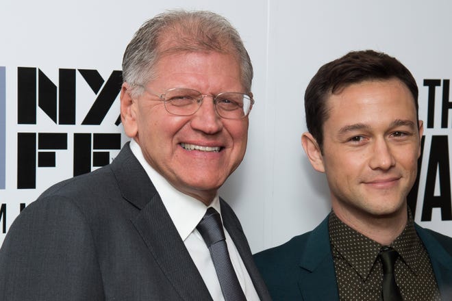 Robert Zemeckis, left, and Joseph Gordon-Levitt attend the New York Film Festival opening night gala premiere for "The Walk" Saturday at Alice Tully Hall. The Associated Press