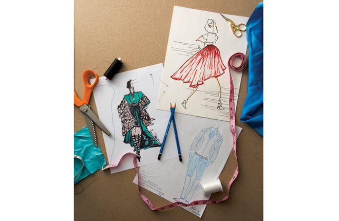 Designer sketches, clockwise from top: Kelley Plas, Lubna Najjar, Joan Madison