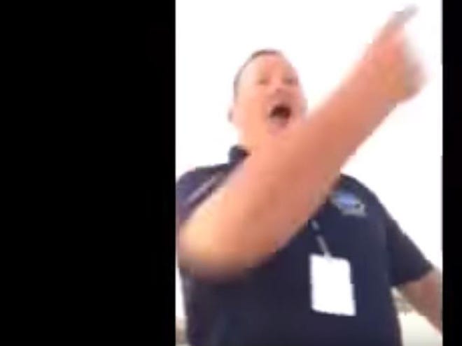 An image from a video posted to YouTube of Suncoast Aquatic Nature Center Associates President shouting a string of expletives.