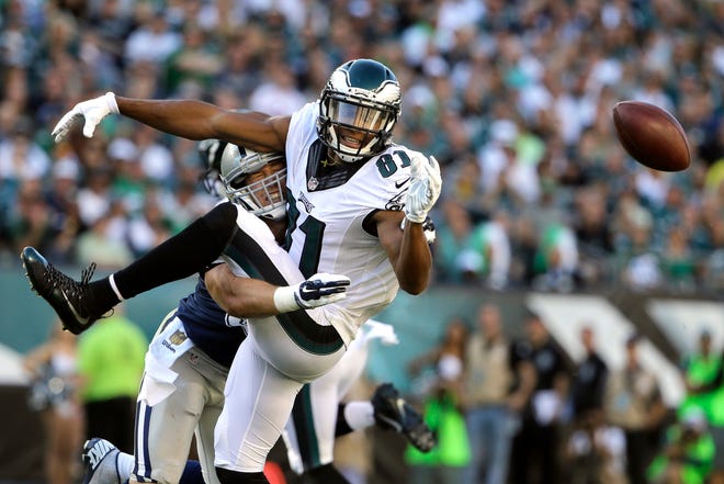 Jordan Matthews (81) is the Eagles leading receiver this year, but the supporting cast hasn't done much around him or quarterback Sam Bradford. The Eagles play at Washington this weekend. (AP Photo/Matt Rourke)